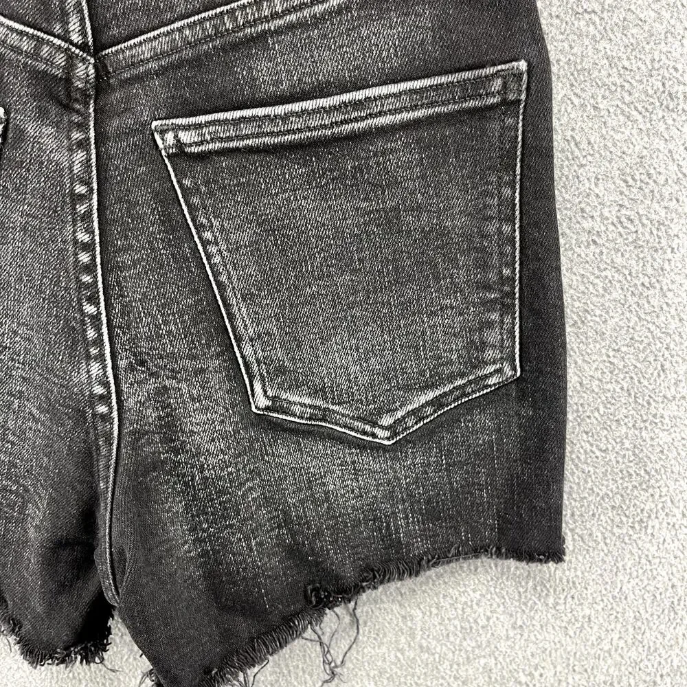 Denim Forum‎ Shorts Womens 24 Black The Arlo Denim Shorts Raw Hem